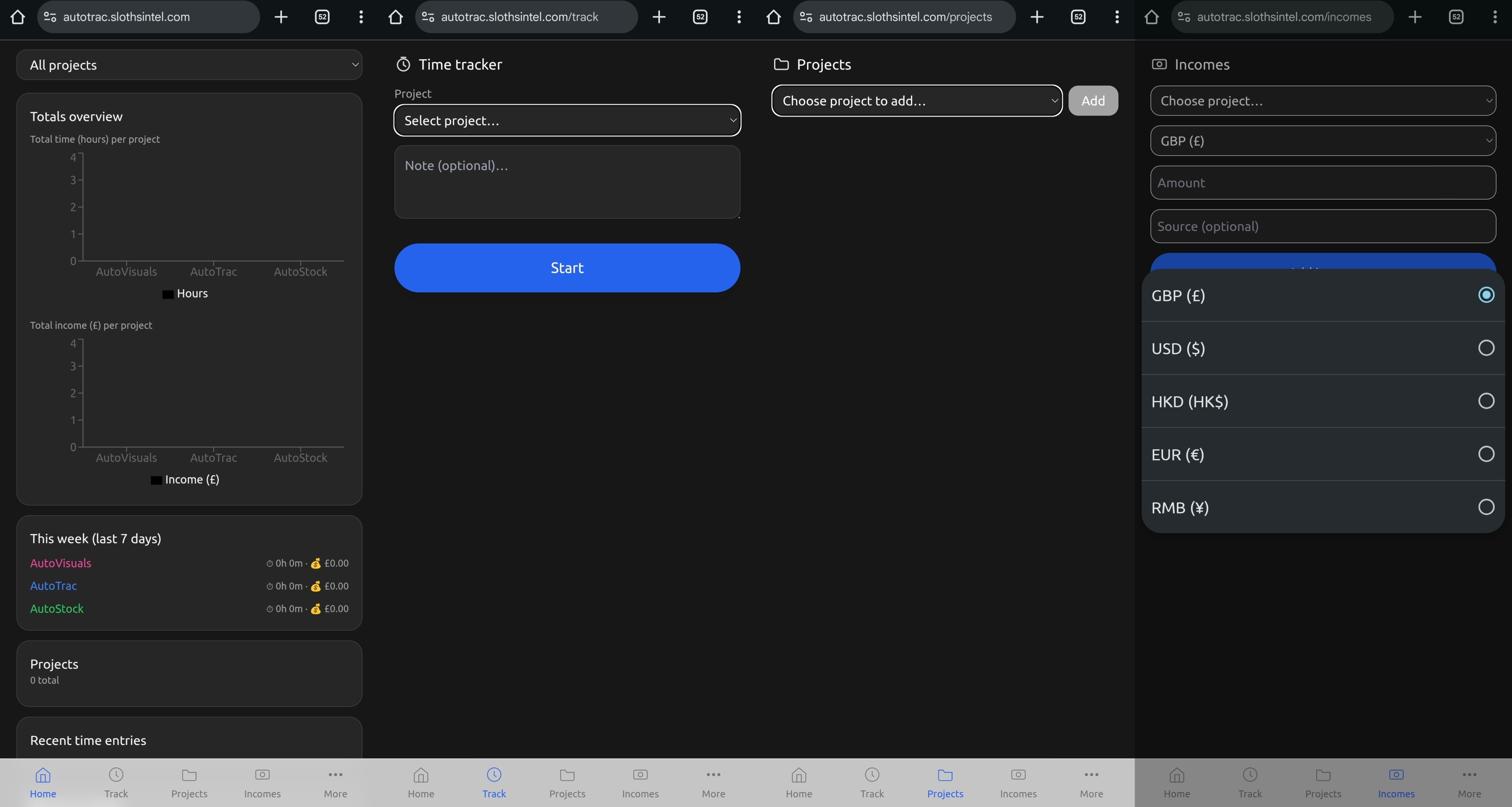 AutoTrac interface screenshot